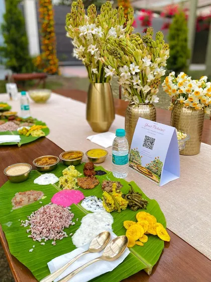 We honor culinary traditions with authenticity and reverence. Our traditional Sadya meal, served on a fresh banana leaf, is a vibrant symphony of over 21 dishes, offering a genuine taste of South Indian heritage for your special occasions.