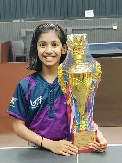 Saksha with her well-deserved champion's trophy.