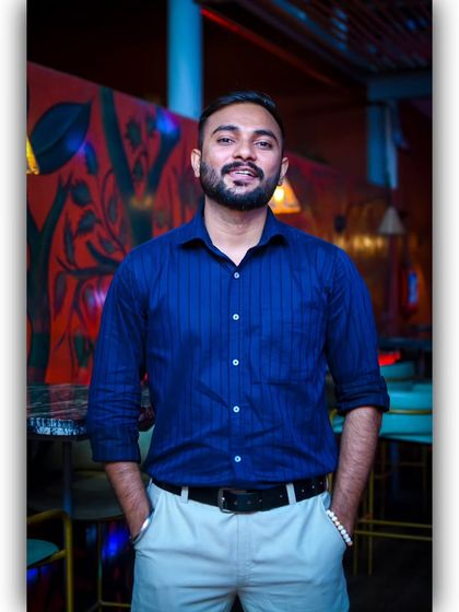 A confident, full-standing pose. My personal style is part of my brand as an artist.