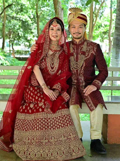 I was so happy to provide these traditional Indian wedding outfits for a lovely couple from Japan. This shows my collection includes diverse ethnic wear rentals, perfect for pre-wedding shoots or cultural events, available right here in Bangalore.