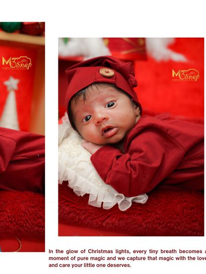 This collage combines a portrait with a message about capturing the magic of Christmas with love and care.