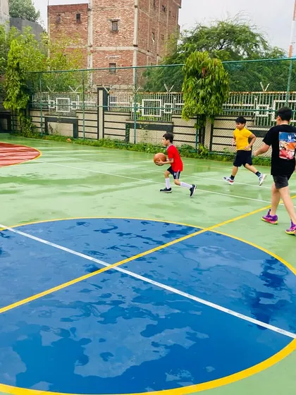 A young player dribbles the ball.