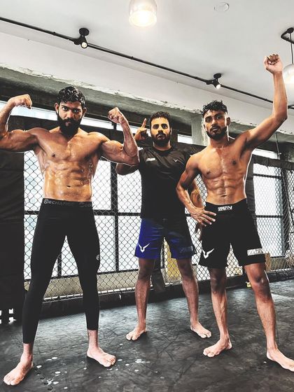 War material. These are two of my top fighters, Shyamanand and Clinton, in peak physical condition. They are ready for anyone.