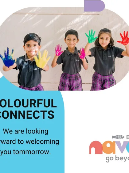 A colorful invitation to our Colourful Connects workshop, featuring three children with paint on their hands, ready to create. This image captures the playful spirit of the event.