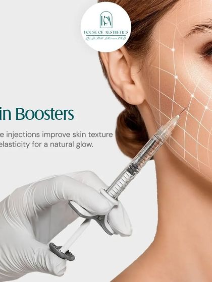 Skin boosters are micro-injections of hyaluronic acid that improve skin texture, elasticity, and hydration from within. They provide a natural, dewy glow that you can't get from creams alone.
