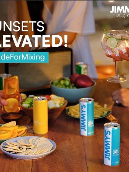 A branded graphic from the Jimmy's Cocktail shoot. This image combines a great lifestyle photo with brand messaging, making it a ready-to-use asset for social media or digital ads.
