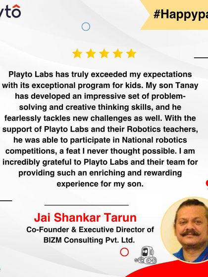 The Co-Founder of a consulting firm says our program exceeded his expectations. His son has developed impressive problem-solving skills and even participated in National robotics competitions, a feat he never thought possible.