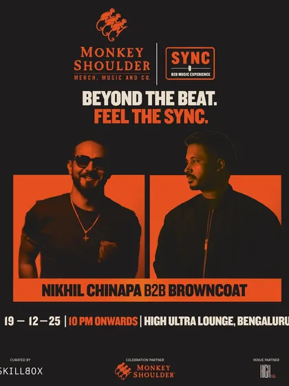The poster for the Nikhil Chinapa B2B Browncoat SYNC event in Bengaluru.