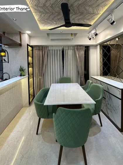 A full view of the dining space, showing how the different elements come together to create a cohesive and stylish interior.