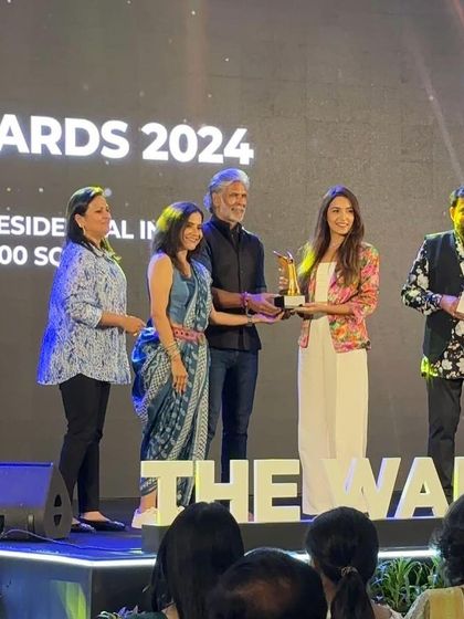 We were over the moon to win the Gold Award at Wade Asia 2024 for best residential interiors. Here is Maha accepting the award on stage.