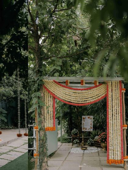 I have had the honor of hosting many beautiful South Indian weddings. The lush greenery and traditional decor elements, like floral arrangements and brass lamps, create an authentic and sacred atmosphere for the ceremony.