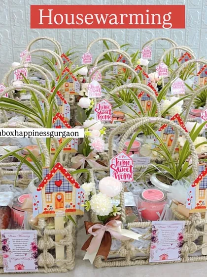 For a housewarming, I created these charming return gift baskets to thank guests for their blessings. This image shows my capability to handle large, uniform orders for big celebrations, ensuring each guest receives a beautiful and thoughtful token of appreciation.