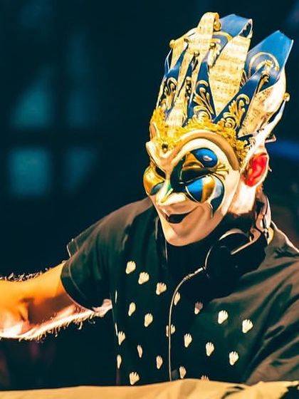 A throwback shot of Boris Brejcha from his massive show, used to keep the energy alive and tease future bookings.