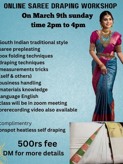 This flyer for a March workshop highlights the complimentary onspot heatless self-draping technique.
