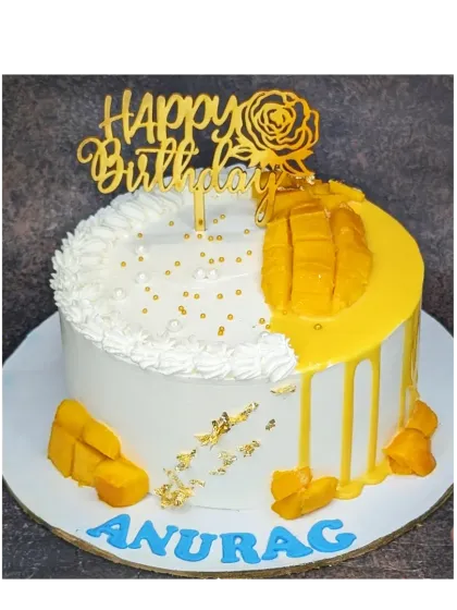 A simple and delicious fresh mango cake. This cake is half-covered in a mango glaze and topped with fresh mango slices, letting the fruit be the star.