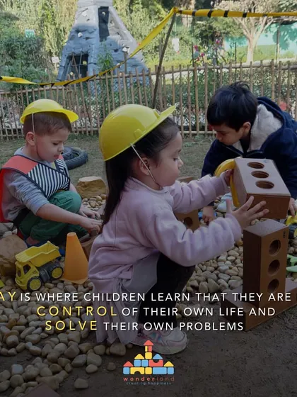 Play is how children learn to be in control of their world and solve their own problems. In our construction zone, children don hard hats and work together, learning about balance, structure, and collaboration through hands-on building activities.