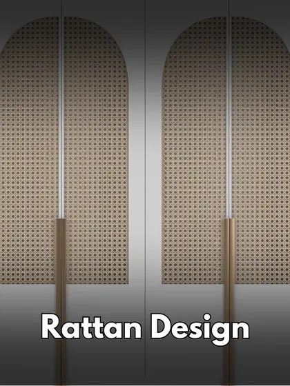 Rattan or cane webbing is a great way to add a natural, bohemian touch to your furniture. Here, it's used on wardrobe doors to create a light and airy feel.