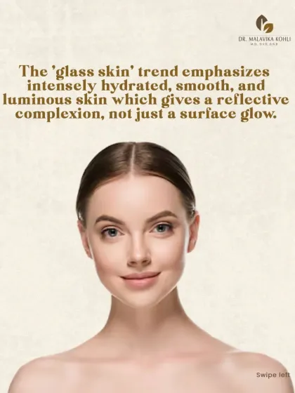 The "glass skin" ideal emphasizes an intensely hydrated, smooth, and luminous complexion. The goal is not just a surface glow but a deep, healthy radiance that reflects light evenly.