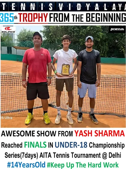 A great effort from 14-year-old Yash Sharma, reaching the finals in the Under-18 Championship Series AITA Tennis Tournament in Delhi.