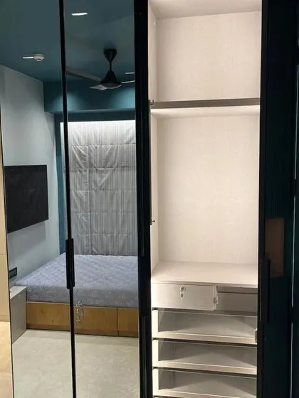An inside look at one of my custom wardrobes. I design the interior layout based on the client's needs, with a mix of hanging space, drawers, and shelves to keep everything organized.