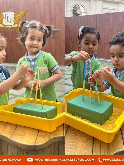 A close-up of children engaged in a fine motor task. These activities are crucial for developing the hand strength and dexterity needed for writing and other daily tasks.