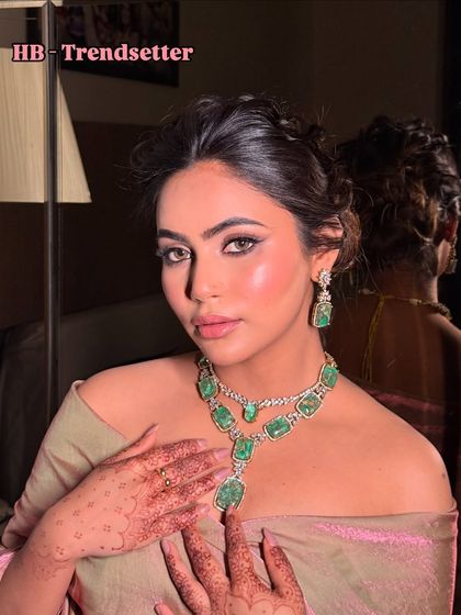 Eyes that speak a million words. This sultry glam look with a smokey wing and nude lips is perfect for a cocktail or reception night.