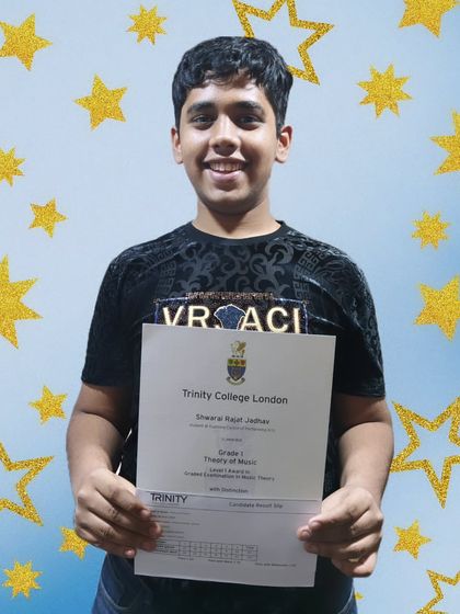 We are proud to celebrate Sheersh's distinction in his Grade 1 'Theory of Music' exam. Keep up the great work.