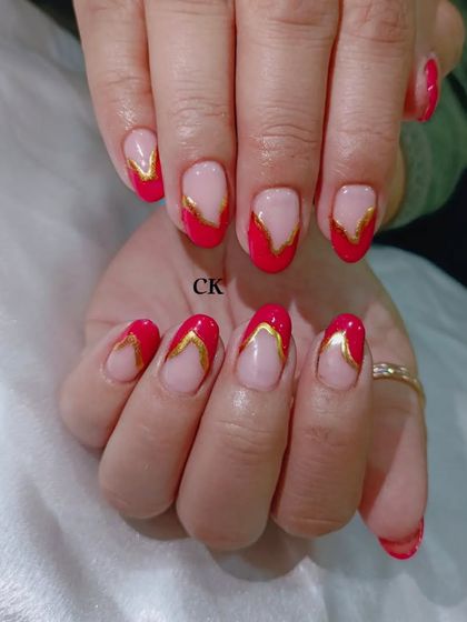 Another view of the red and gold chrome French design.