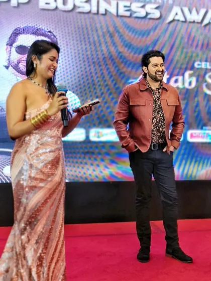 A candid moment of discussion with Aftab Shivdasani on stage. I am skilled at conducting short, engaging interviews with celebrity guests.