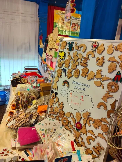 A look at our retail and activity setup at the Kukdukoo Fest. We had a "Monsoon Offer" on our DIY craft materials, which were a huge hit with the kids and parents who visited our stall.