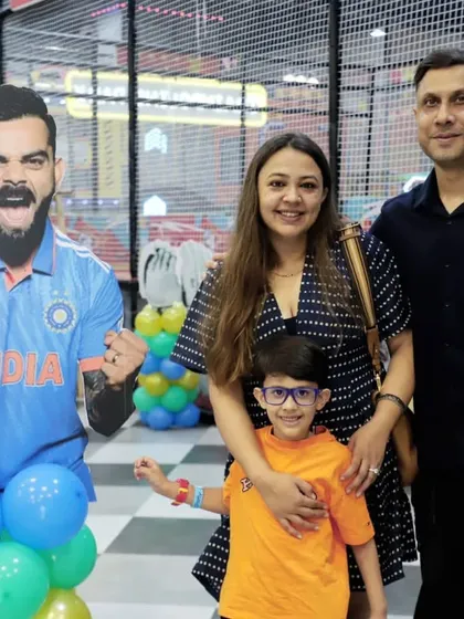A young Virat Kohli fan celebrates his birthday next to a life-sized cutout of his cricket hero. We can accommodate unique fan-based themes.