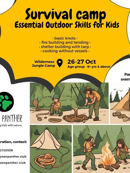 An announcement for our popular parent and child overnight survival camp, a chance to learn practical skills and build confidence in the outdoors.