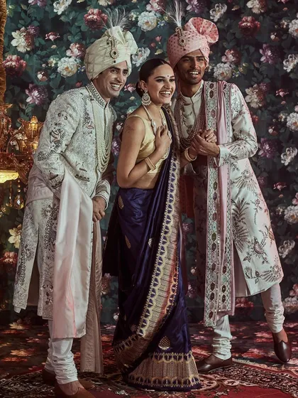 We believe in celebrating together. Our bespoke services extend to the entire family, ensuring everyone is dressed in coordinated, handcrafted elegance for the special day.