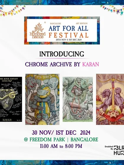 Introducing the edgy and intricate illustrations of Karan's Chrome Archive, a unique voice at our Art for All Festival.