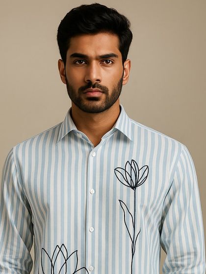 Another portrait shot, this one with a slightly different crop, perfect for showcasing the shirt's details on various platforms.