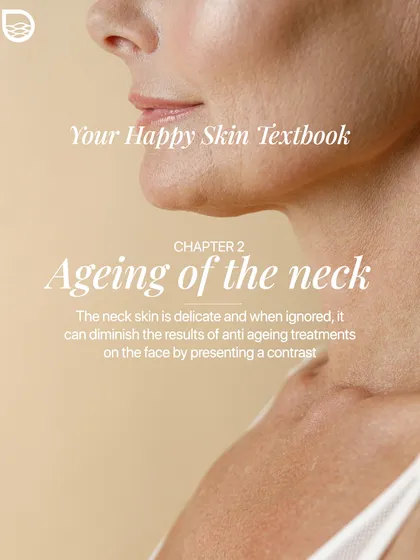 This series, 'Your Happy Skin Textbook,' focuses on often-neglected areas. Chapter 2 covers the aging of the neck, where delicate skin can show age prominently if ignored.