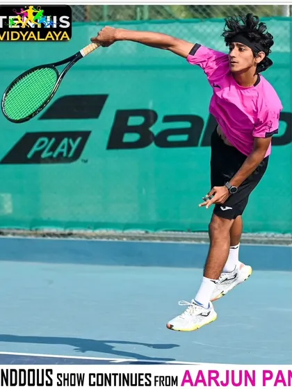 Capturing the power and focus required to compete at the highest level. This action shot of Aarjun Pandit during an ITF tournament shows the athleticism and technique we instill in our players.