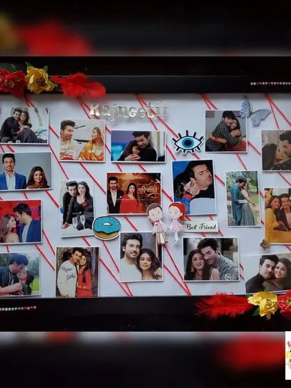 A slightly different angle of the 'Rajneetii' themed frame, showing the red feather details.