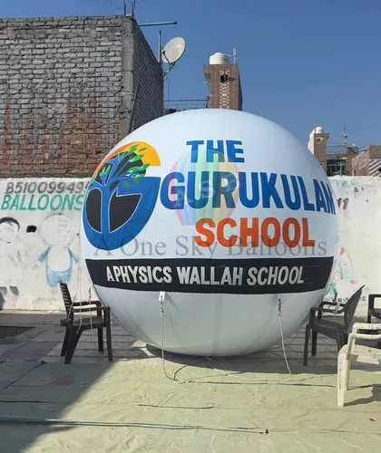 A final shot of the Gurukulan School promotional balloon. I ensure the branding is perfectly placed for maximum visibility.