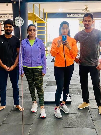 Posing with some of my clients. It's inspiring to work with people so dedicated to their fitness.