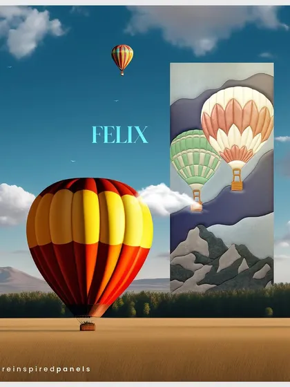 The sky is the limit, even for your interiors. This is the concept image for our 'Felix' panel, showing how we draw inspiration from whimsical scenes to create our unique 3D wall art.