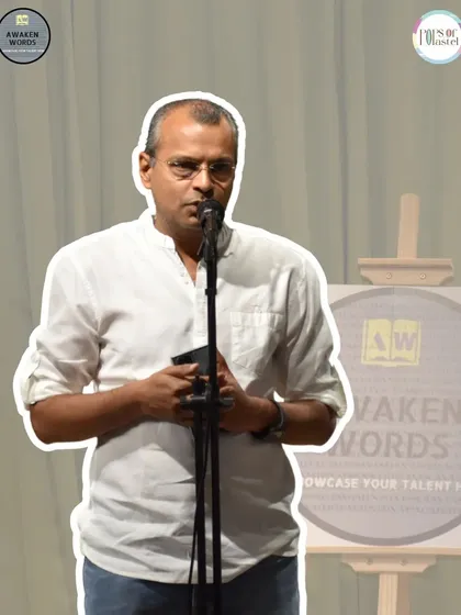 A seasoned performer commands the stage during an open mic night.