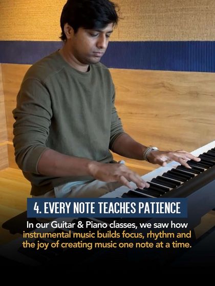 Every note teaches patience. In our Guitar & Piano classes, we've seen how instrumental music builds focus, rhythm, and the joy of creating music one note at a time.