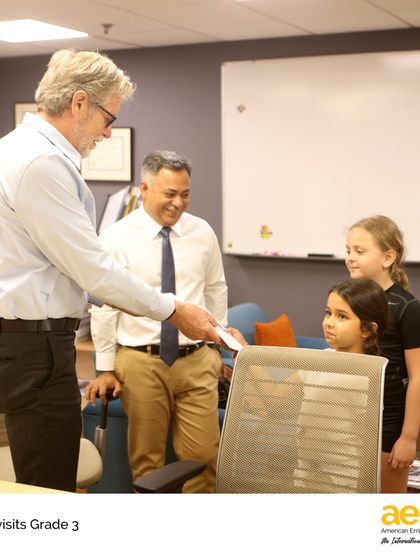 After receiving letters from third graders, our director and high school principal visited the class to listen to their ideas. This is a perfect example of how we empower student agency and leadership.