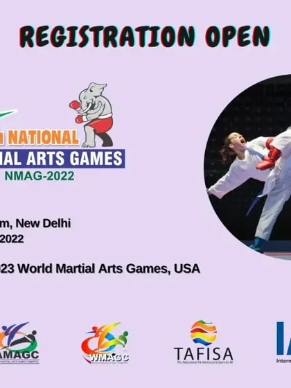 Another announcement for the 6th National Martial Arts Games, emphasizing the opportunity for athletes to be selected for international competitions.