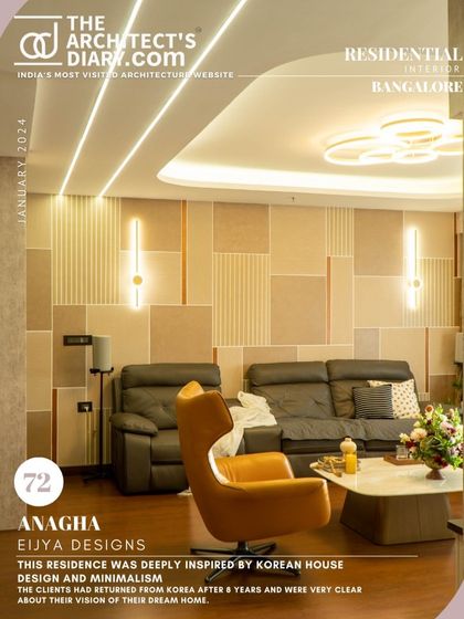 Our Anagha project, inspired by Korean design and minimalism, was featured on the cover of The Architect's Diary. This project was a joy to design for clients with a very clear vision.
