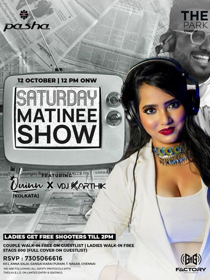 Another variation of the poster for my Saturday noon party at The Park Chennai, a high profile venue.