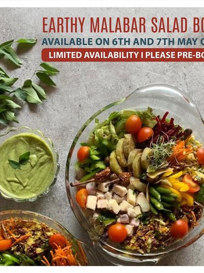 For our weekend pop-up, we created the Earthy Malabar Salad Bowl. Inspired by the flavors of the south, this bowl features earthy vegetables, kosambri, and thoran, served with a unique curry leaf hummus.