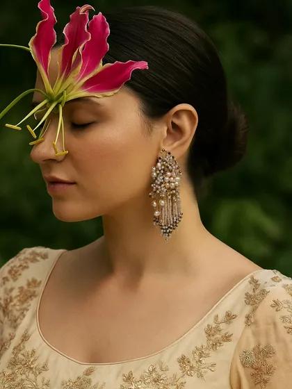 The Art of Adornment: For me, jewellery is wearable art. This piece, with its delicate cascade of pearls and crystals, is designed not just to be worn, but to be experienced. It’s perfect for those moments when you want to feel like the light.