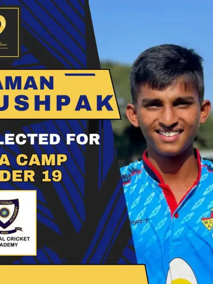The journey to the top starts here. Congratulations to our young talent Naman Pushpak on his selection for the National Cricket Academy (NCA) U19 camp, a crucial step towards representing India.